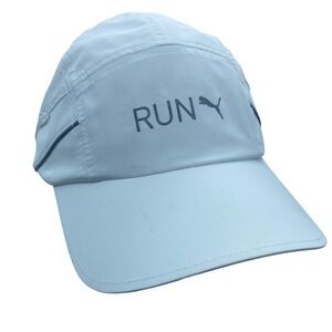 Puma Run Performance Hat White Reflective Mesh Running Cap Adjustable Adult